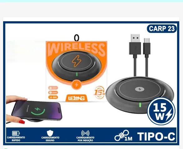 Carregador por Induçao 15W Lelong LE-520 z989 