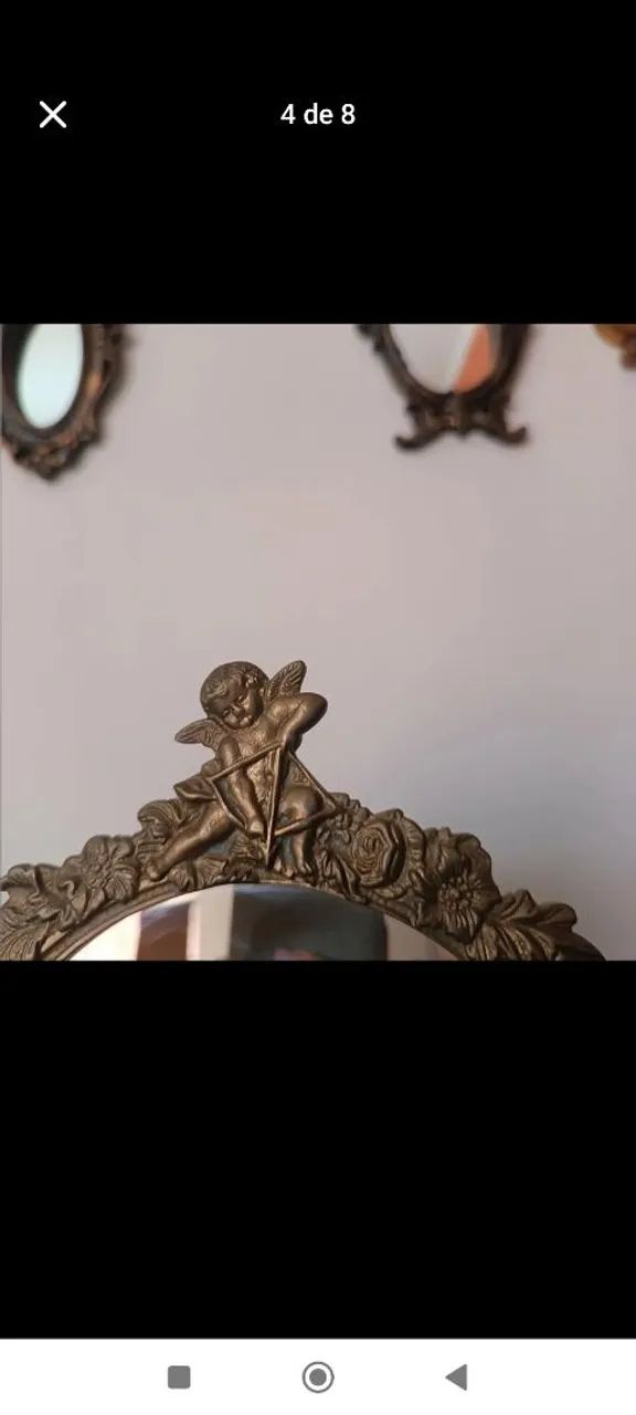 ESPELHO ANTIGO DE MESA EM BRONZE - Foto 4