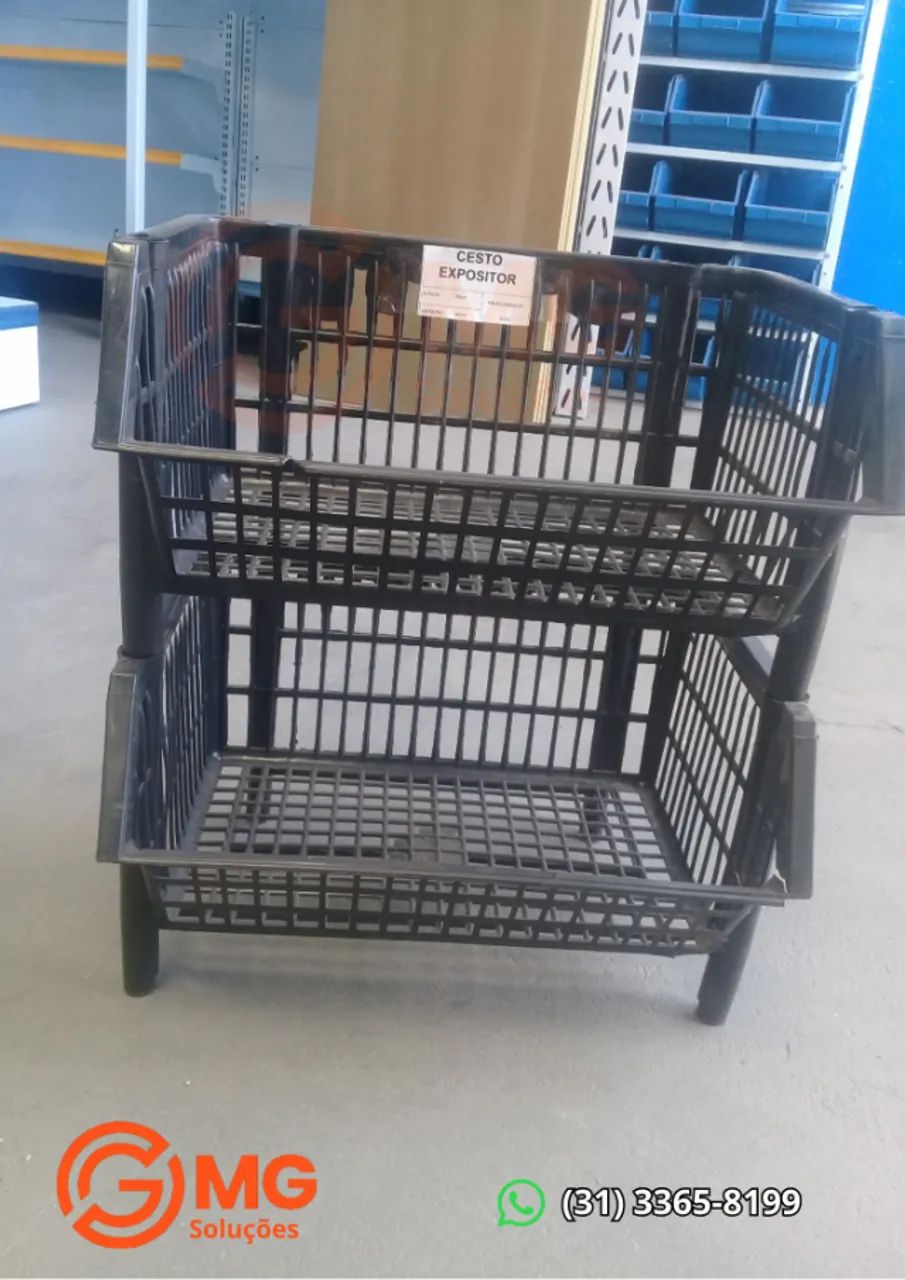 Cesto plástico empilhável organizador