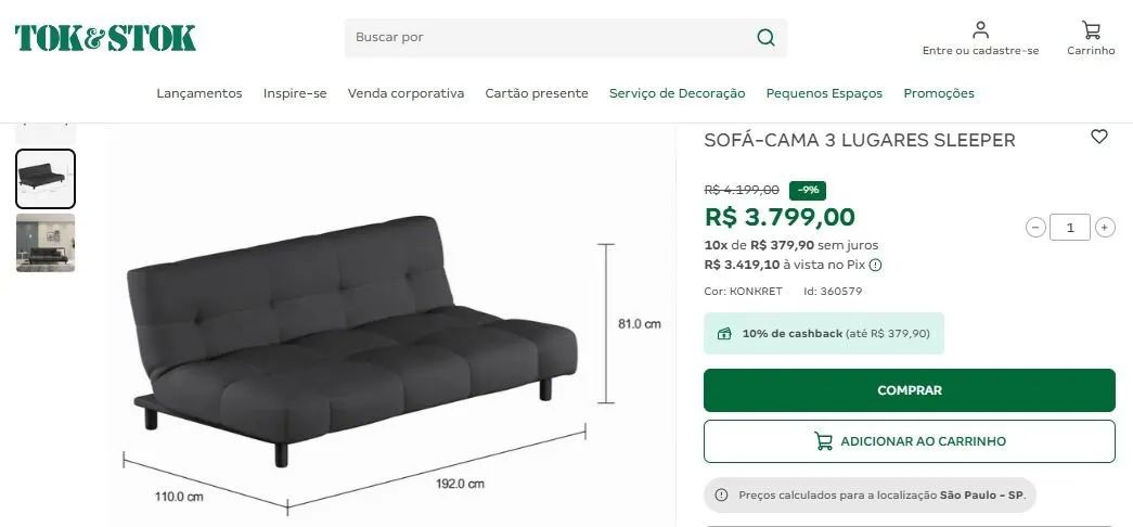 Sofá cama Tok&Stok - Foto 3