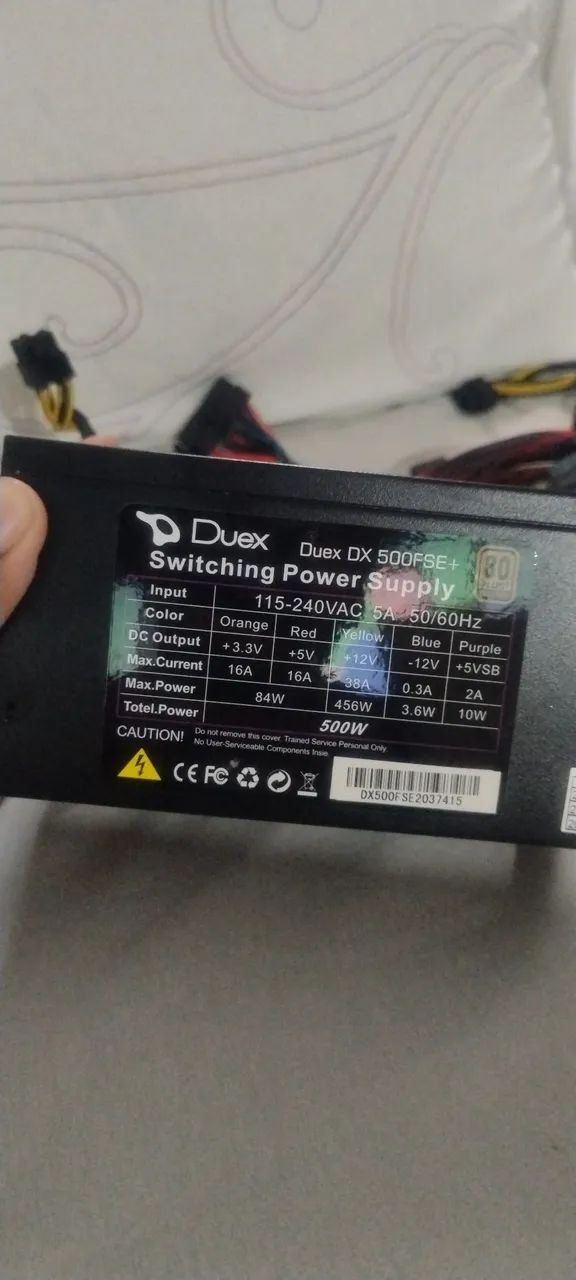 Fonte 500w duex, semi nova 