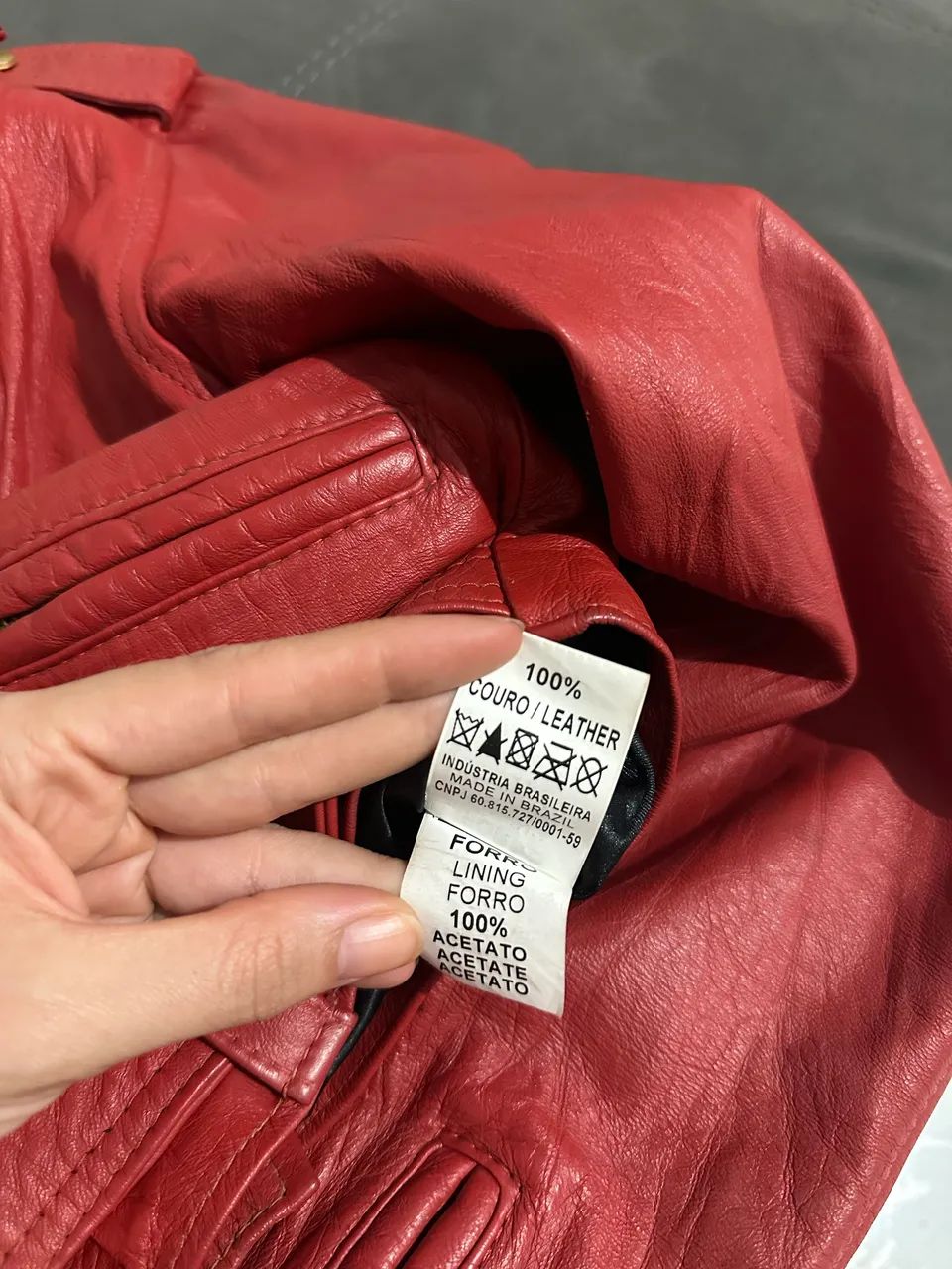Jaqueta Iódice Denim Couro Legítimo Vermelha Original - Foto 3