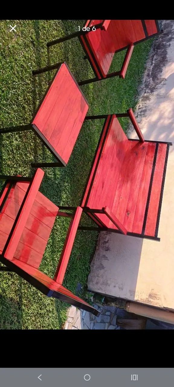 Conjunto de 4 peças para área rústica em metalan e madeira  - Foto 2