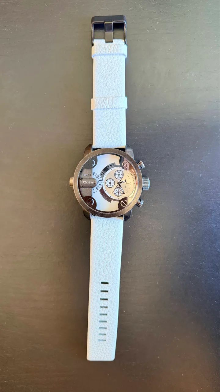 Relógio Olum Masculino Branco e Grafite - Foto 4