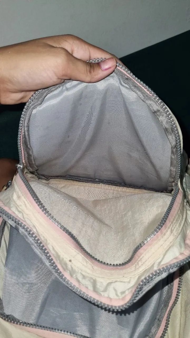 mochila Kipling de nylon bege/rosa.  - Foto 5