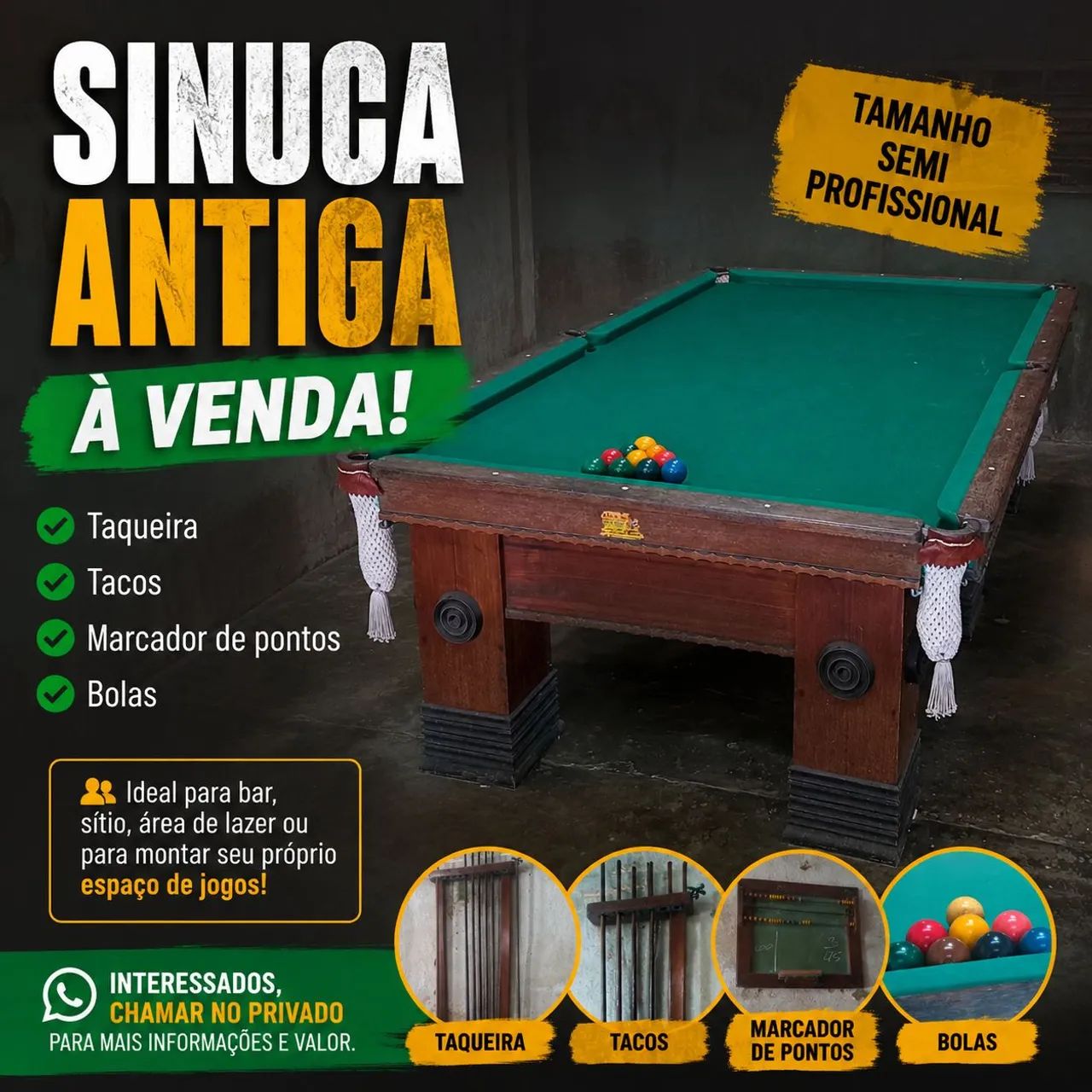 Sinuca Antiga Semi-Profissional 