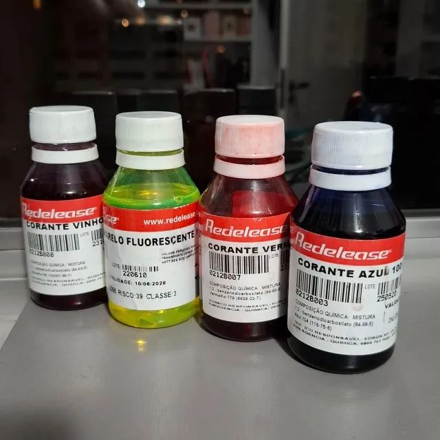 Kit Semi Usado Pigmento Resina Redelease 4 Azul Rosa Amarelo Amarelo