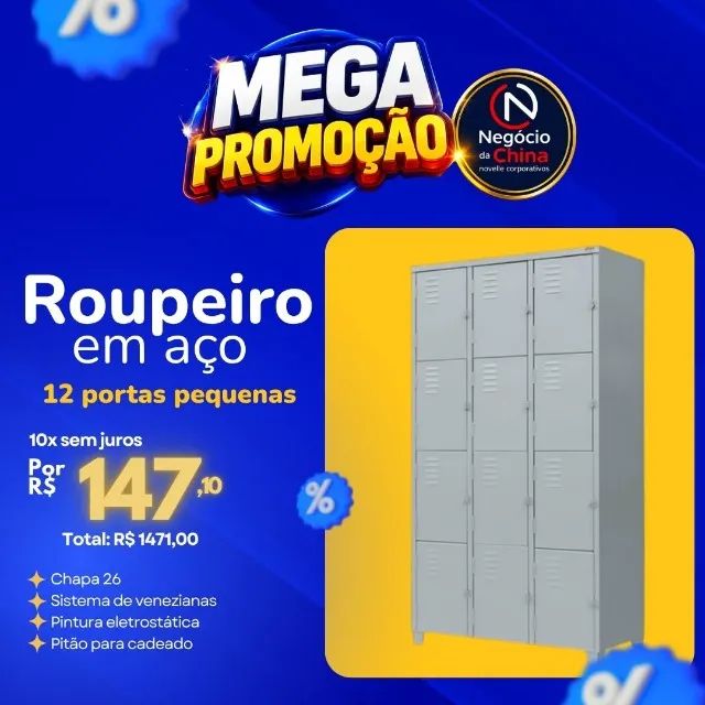 Roupeiro Locker em Aço 12 portas pequenas