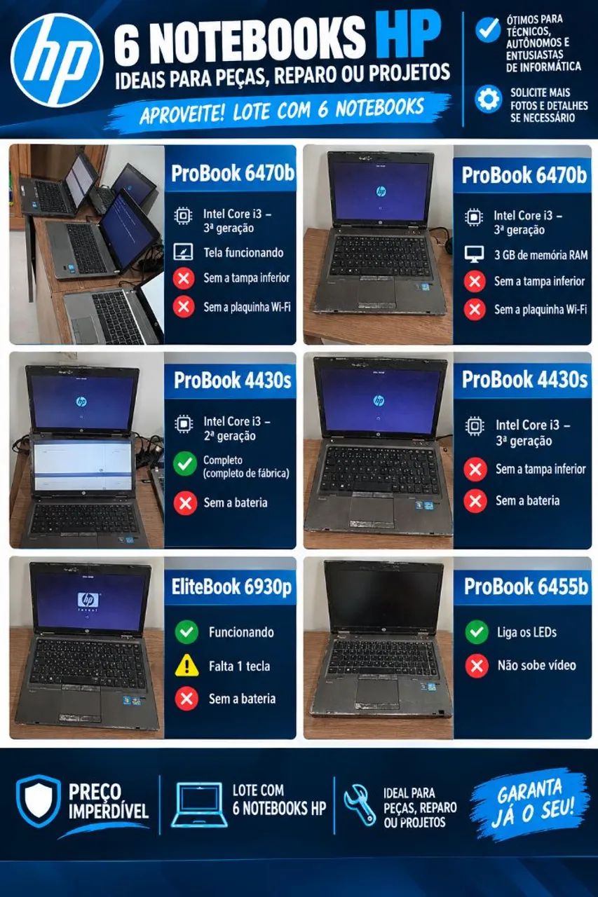 Lote 6 notebooks Hp Probook i3 - Foto 3