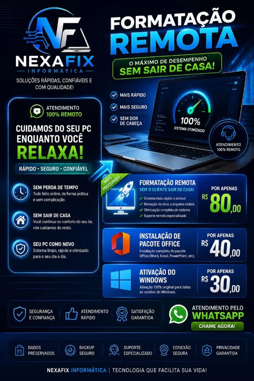 FORMATAÇÃO REMOTA DE COMPUTADORES E NOTEBOOKS 
