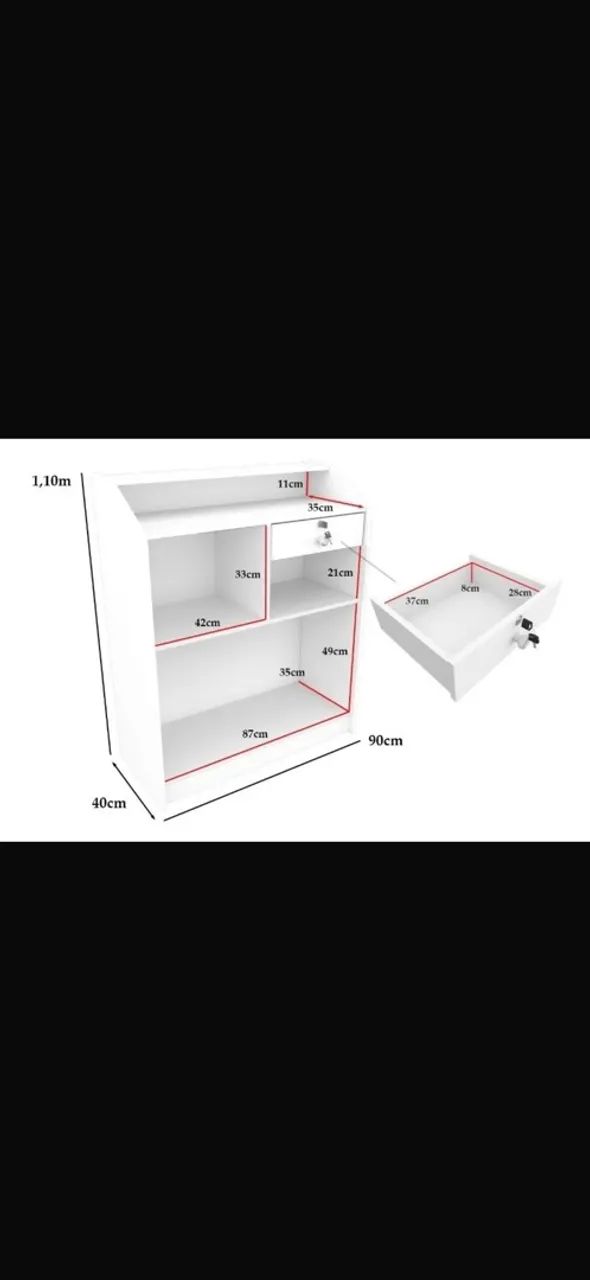 Balcão Caixa Recepção Atendimento MDF Branco 90cm - Foto 4