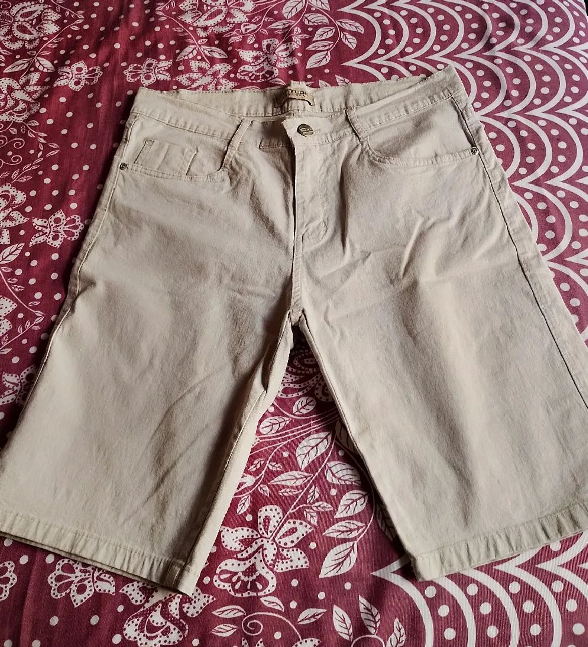 Bermuda Masculina Jeans Bege Tamanho 40