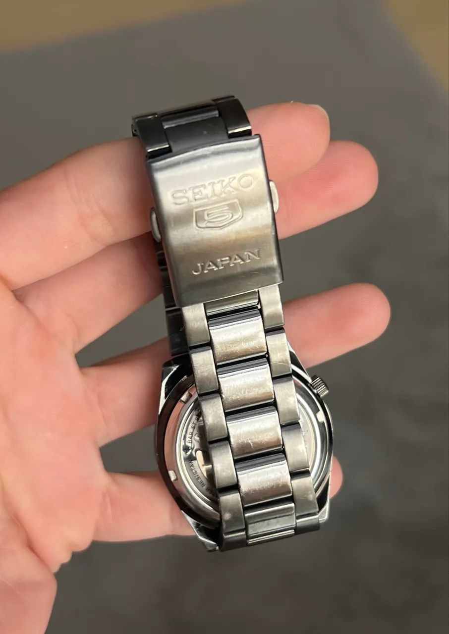 relógio automático seiko 5 preto 37mm - Foto 4