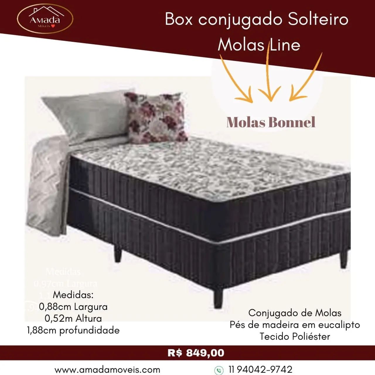 Box Conjugando Solteiro Molas LINE - à pronta entrega 