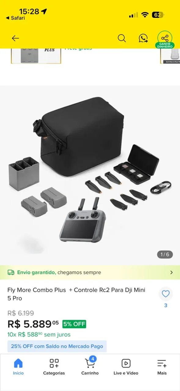 Kit Fly more para Dji mini 4/5 + controle RC II