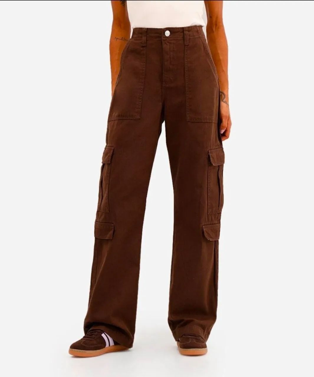CALÇA CARGO FEMININO MARROM TAM 38 - Foto 2