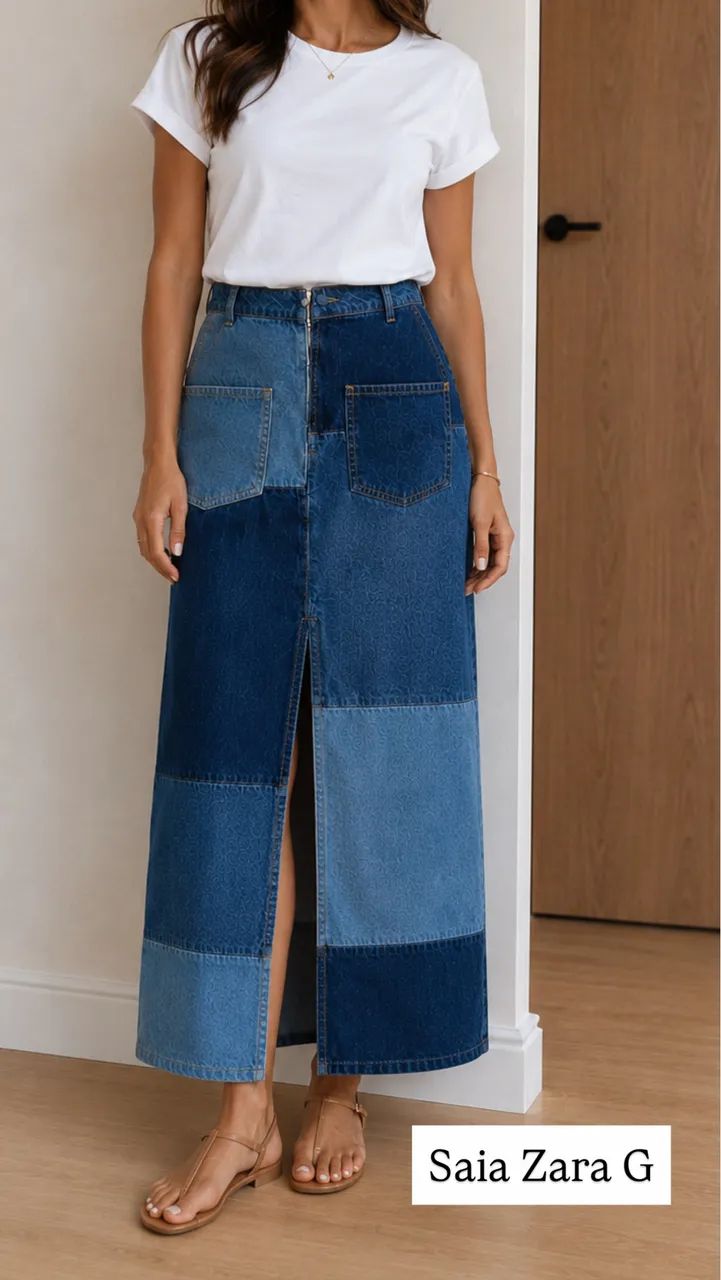 Saia longa jeans 