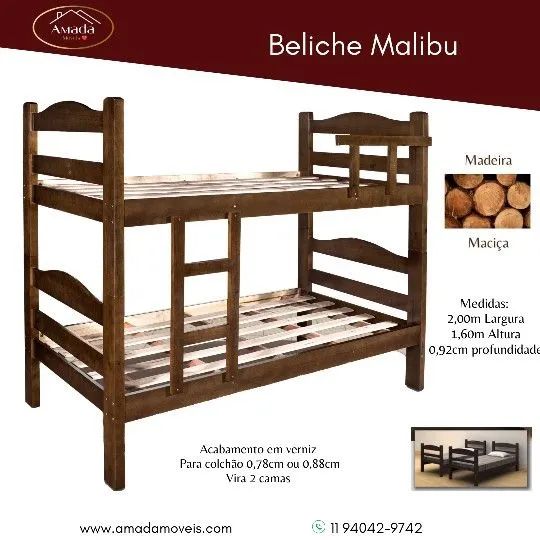 Beliche madeira maciça com 2 colchões , à pronta entrega  - Foto 2