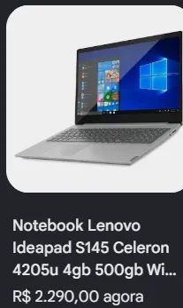 NOTEBOOK LENOVO IDEAPAD s145 4GB DE RAM + Intel integrado - Foto 2
