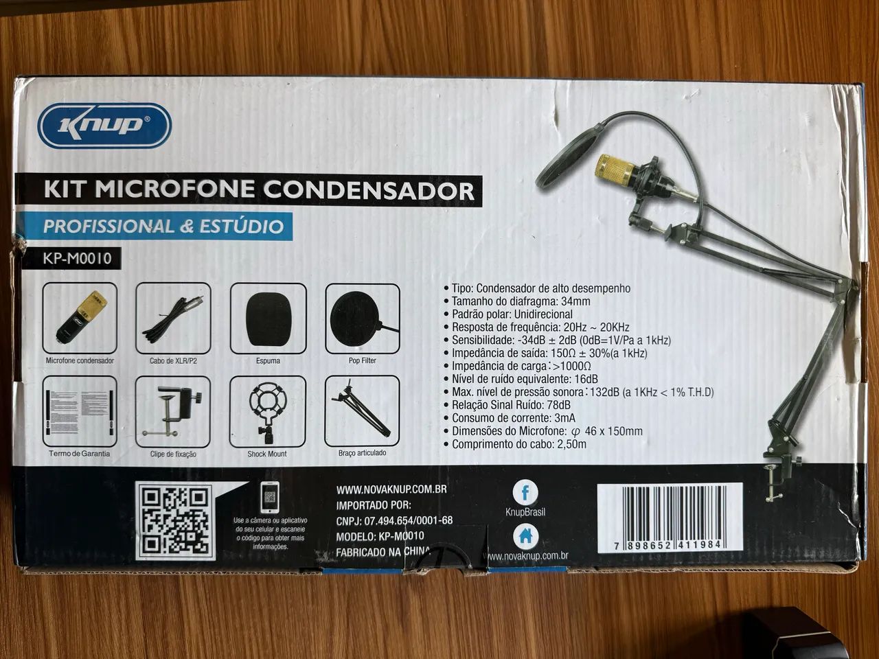 Microfone Condensador Kit Completo Knup-M0010