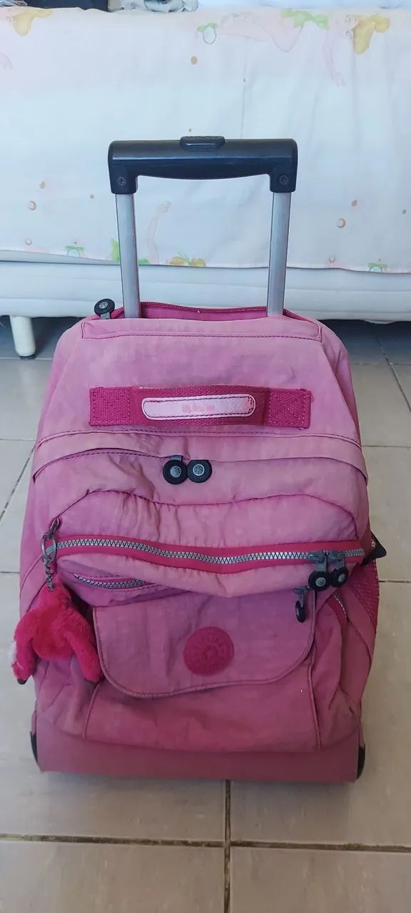 Mochila kipling rosa + estojo + lancheira produtos originais. 