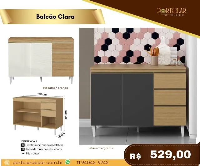Balcão Clara, a pronta entrega 