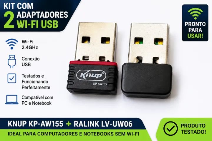 Adaptadores Wi-Fi USB para PC e Notebook | Kit com 2 | Funcionando