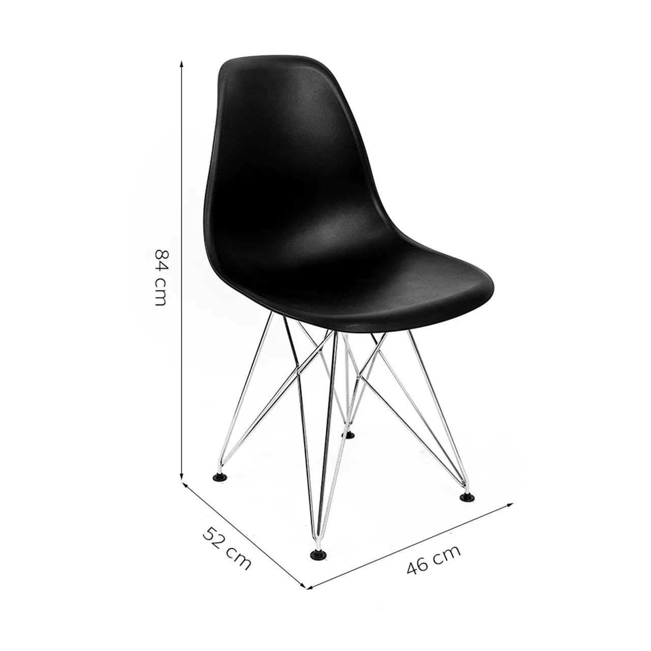 Cadeiras Eames Eiffel Cromada e Preta (Kit) - Foto 2