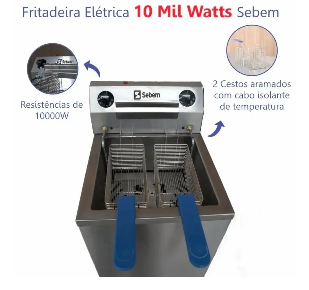 Fritadeira Elétrica Industrial Zona Fria Sebem 10.000w Inox