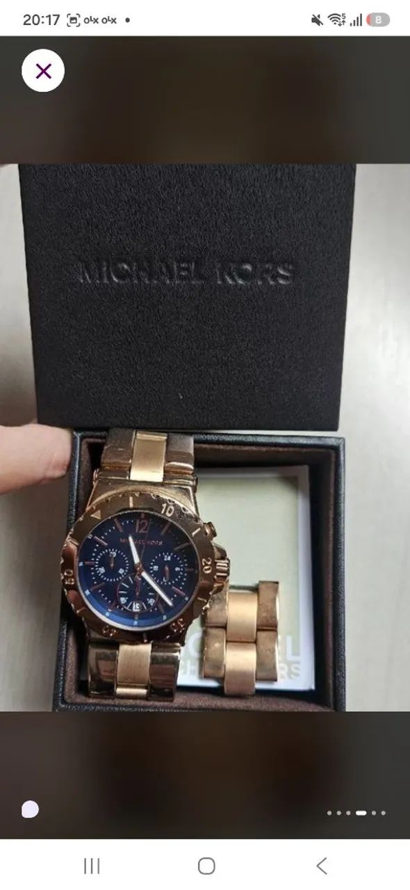 relógio michael kors mk5410 original rosé azul com caixa e elos - Foto 3