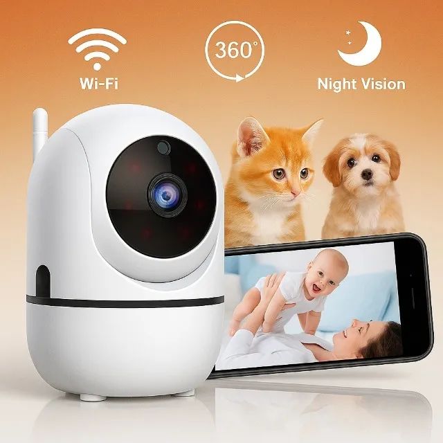 Babá Eletrônica Wi-Fi 1080p Giratória com Visão Noturna e Microfone - Foto 2