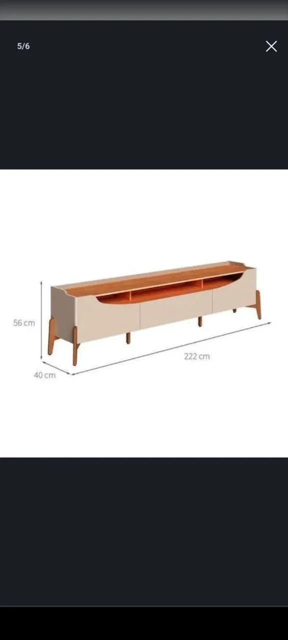 Rack para TV até 70 polegadas Studio 2 portas 1 gaveta Off White e Nature 222 cm - Foto 5