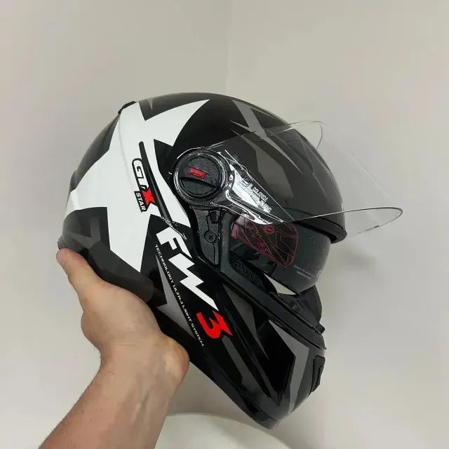 Capacete Integral FW3 GTX Estrela Preto e Branco - Foto 3