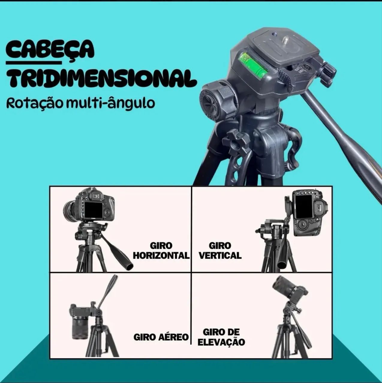 Tripé Profissional 1,80m Cabeça Hidráulica Giratória Celular - Foto 5