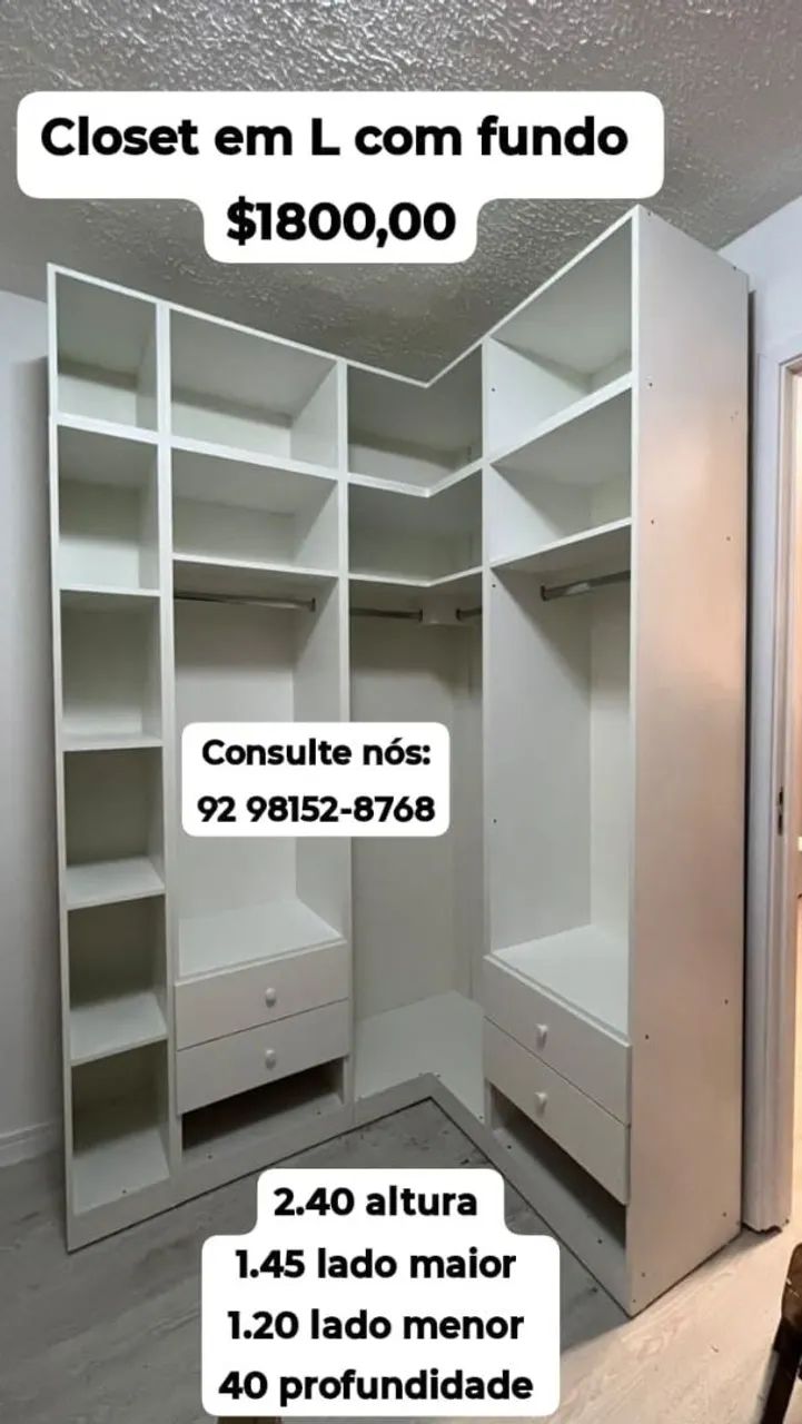 Closet Modelos em L com fundo - Foto 2