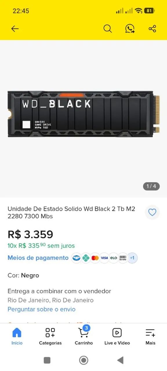SSD Nvm2 2TB WD BLACK PS5 e PC