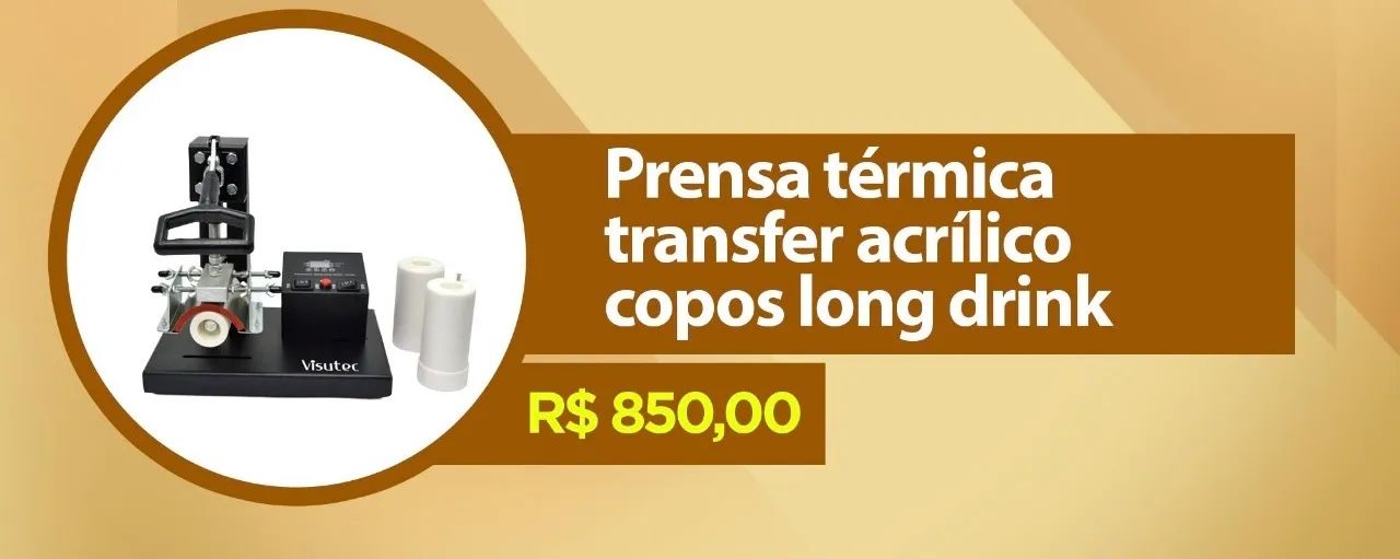 Prensa térmica transfer - acrílico copos long drink 