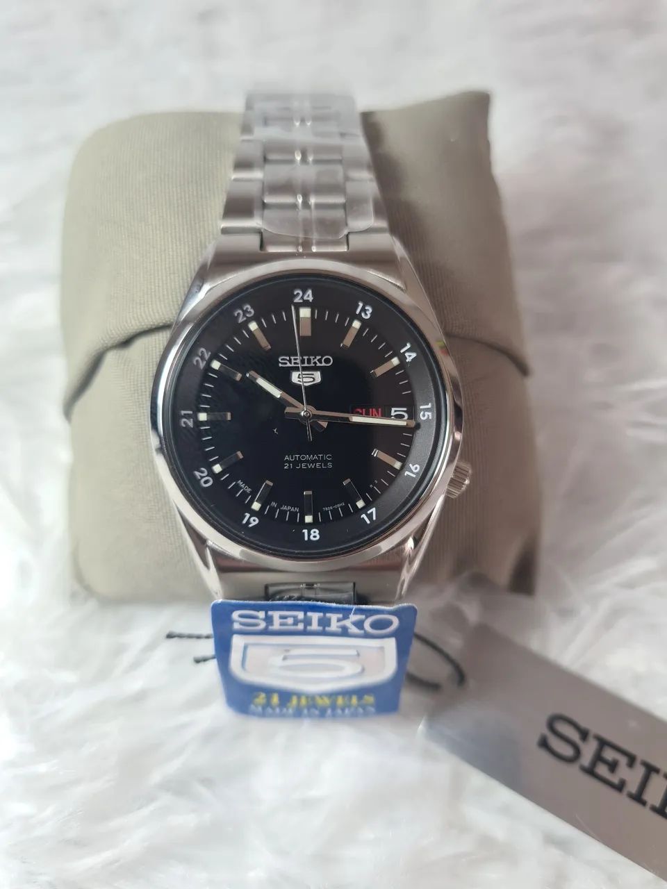 RELÓGIO SEIKO AUTOMÁTICO - FABRICADO NO JAPÃO - CAIXA E DOCUMENTOS  - Foto 3