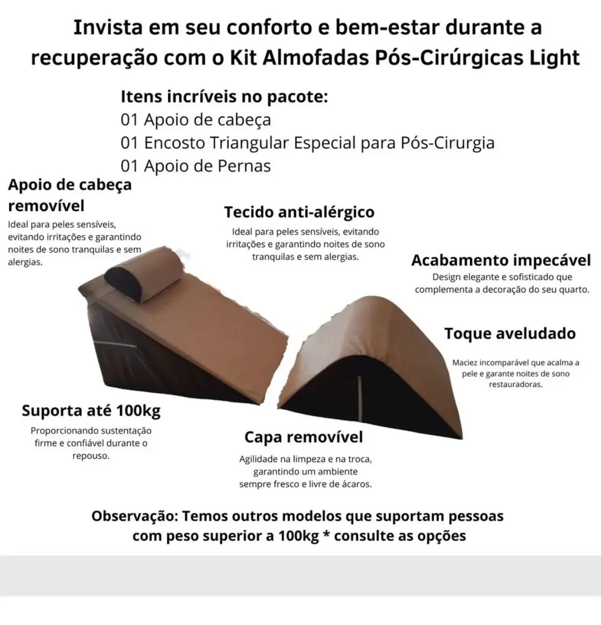 Almofada Pós Cirúrgica Kit Travesseiros Pós Operatório Light - Foto 3