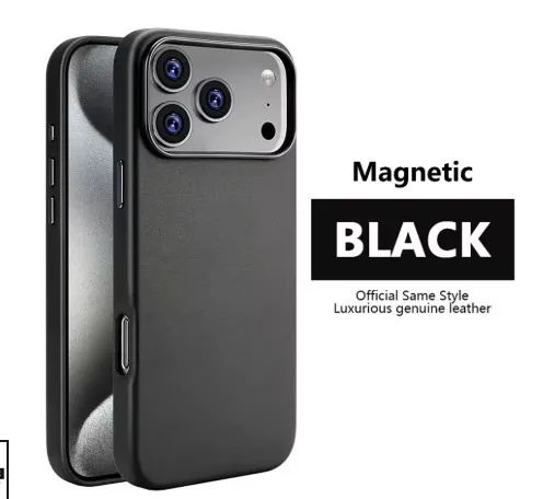 Capa de couro preta iPhone 17 Pro