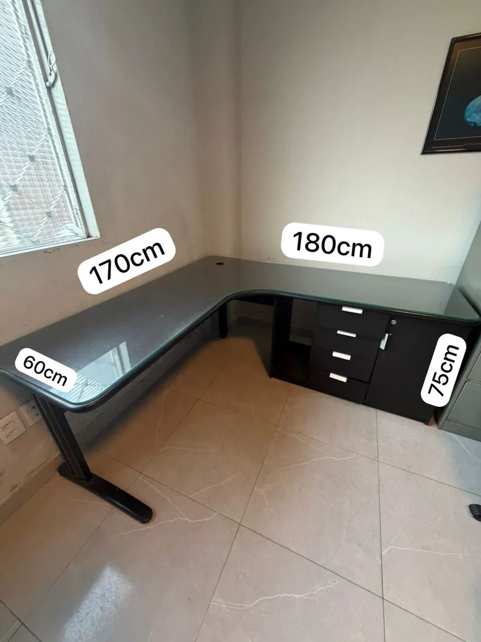 Mesa Executiva em L Em Madeira com Vidro Temperado - Foto 4