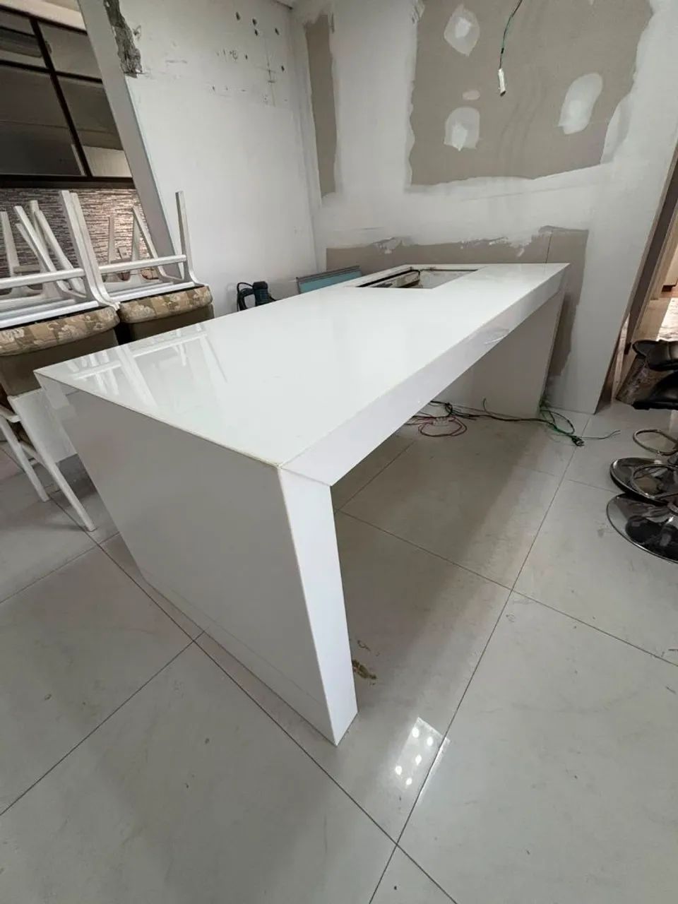Bancada de pedra branca Nanoglass