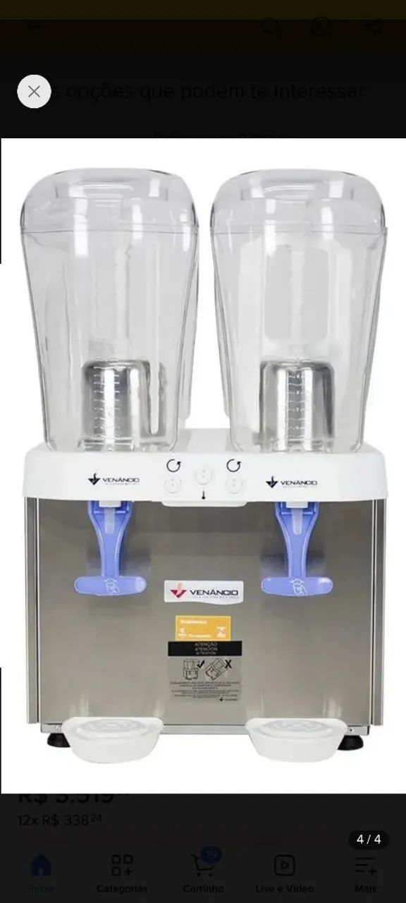 REFRESQUEIRA 2 CUBAS 16L - 220V - 32L TOTAL - INOX