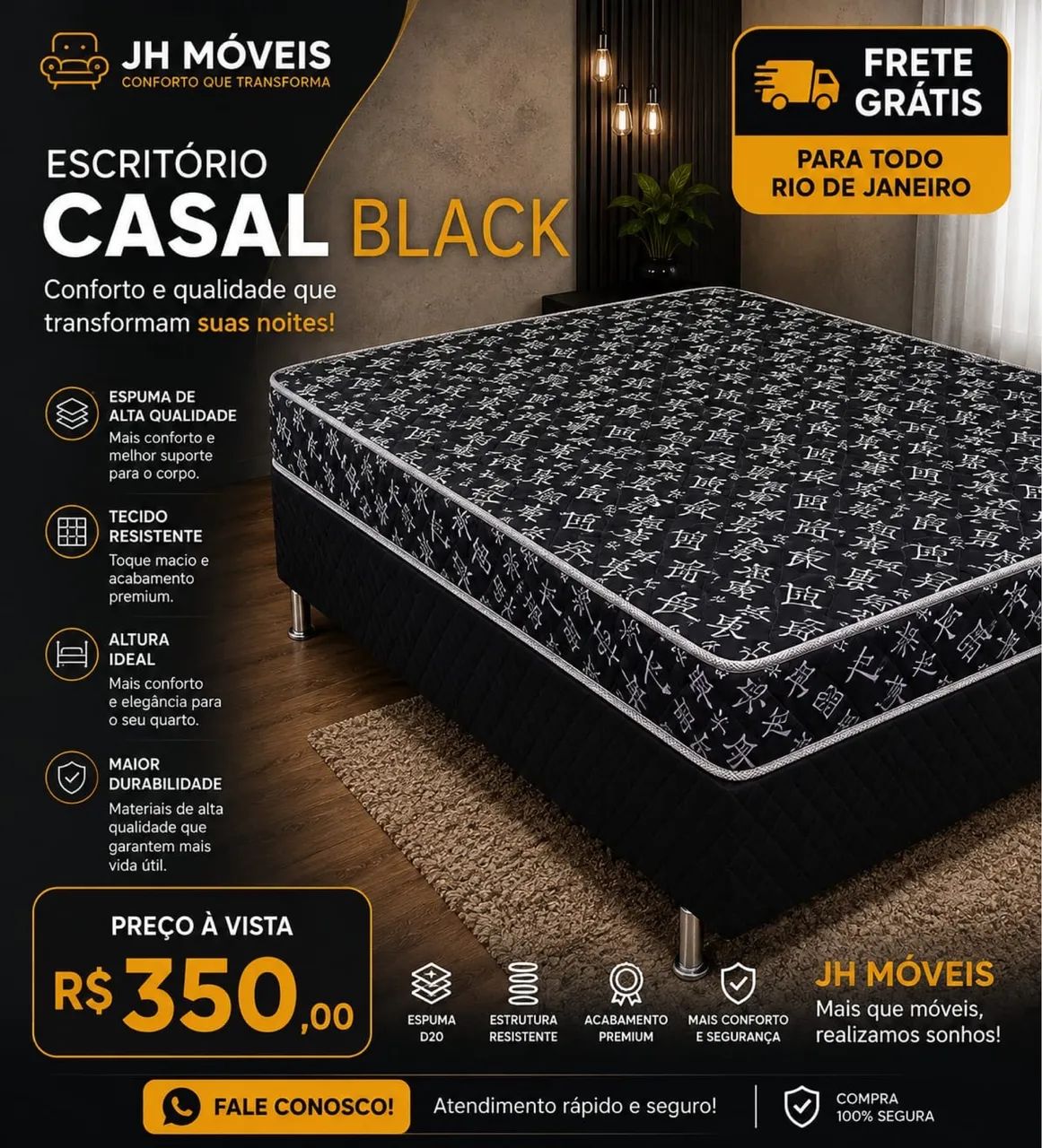CAMA BOX CASAL BLACK 