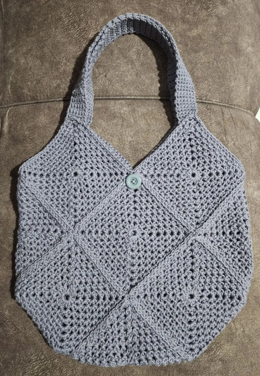 Bolsa Square de Crochê - cor Cinza