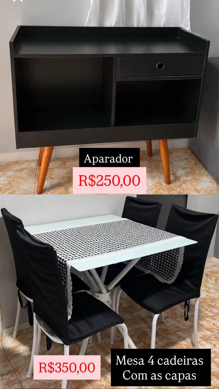 Mesa 4 cadeiras e Aparador 