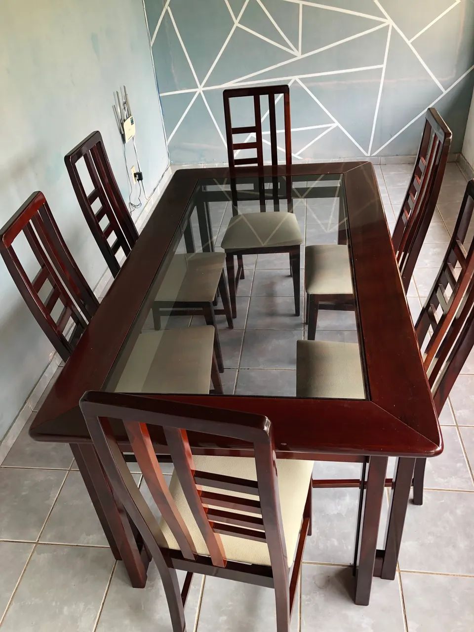 Mesa madeira seis lugares e espelho - Foto 3