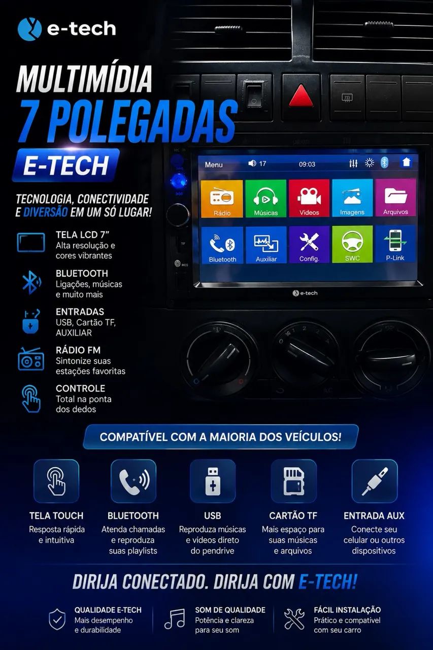 Multimídia 7 polegadas E-tech