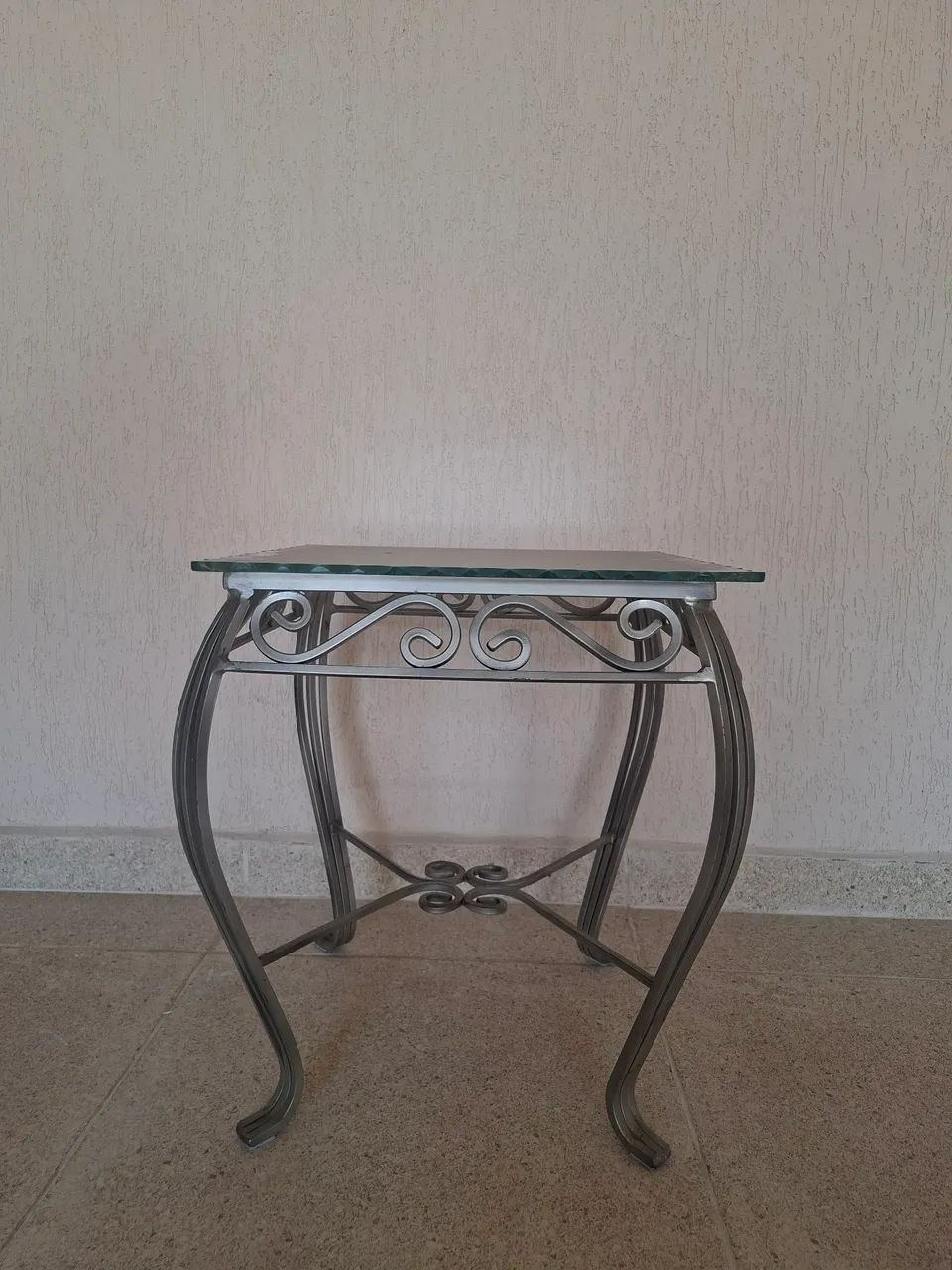 Mesa ferro com tampo vidro