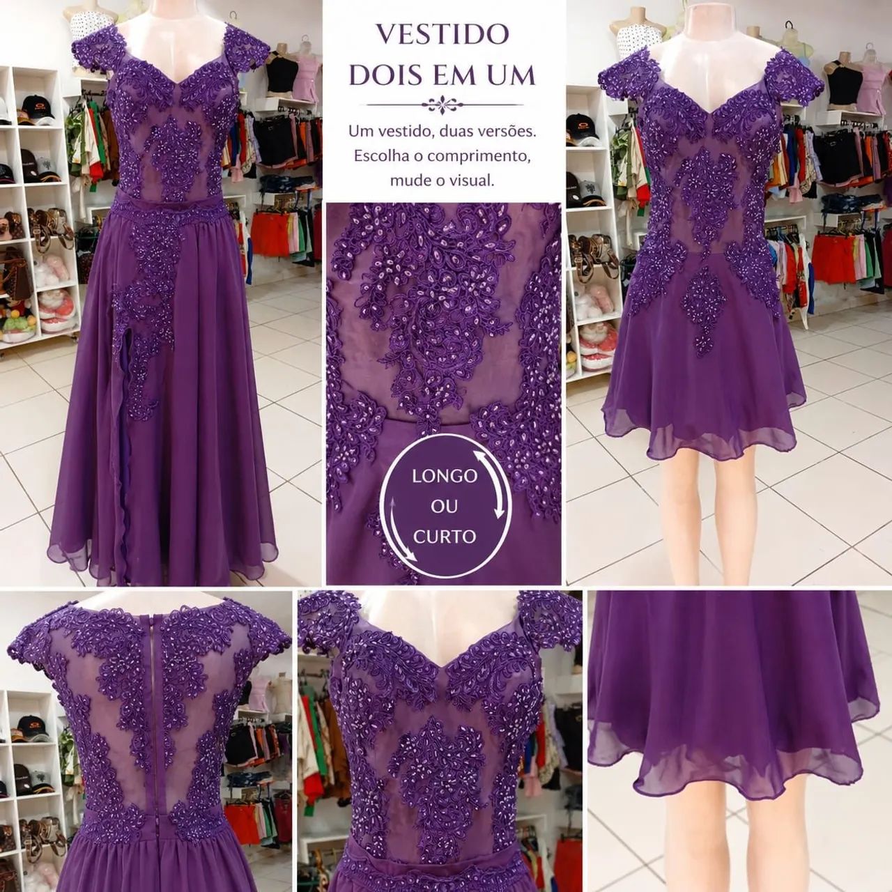 VESTIDO LONGO Roxo 2 em 1